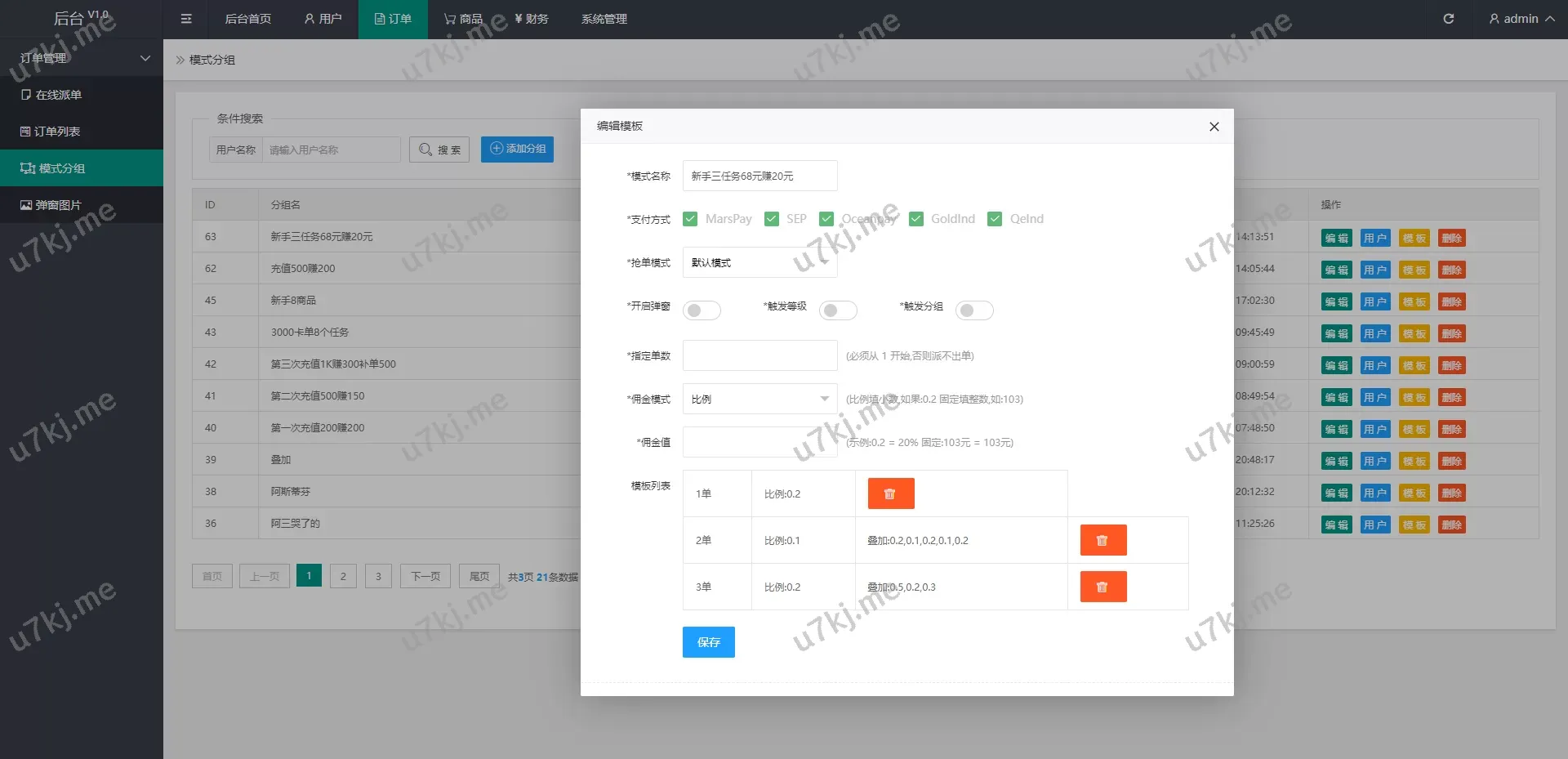 多个语言订单自动匹配源码/抢单刷单源码/分组杀/代理后台源码